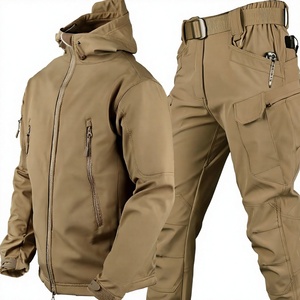 Outdoor Softshell <b>Jacket</b> Hooded Tactical Workwear Windproof Zip Up <b>Men</b> <b>Jacket</b> <b>Cargo</b> Pocket Outerwear - Product Image 3