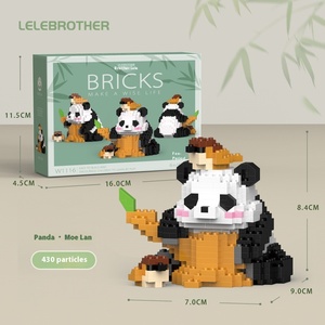 Lele Brothers W1116 Panda Meng Lan Fubao hecho a mano Micro partículas bloques de construcción modelo de plástico muñeca de juguete - Product Image 6
