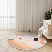 INS Style tapis rond Simple rayé en peluche tapis coussin canapé loisirs chaise chambre bord tapis