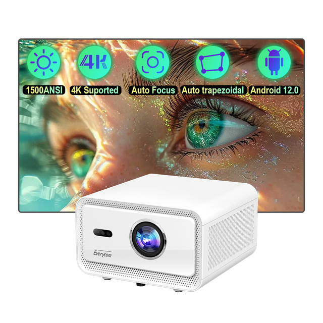 1500 ANSI 4k Mini Projector Android 12 Everycom Cubelite Mini Smart Wifi 3d 4k Video Projector Portable 4k Mini Projector