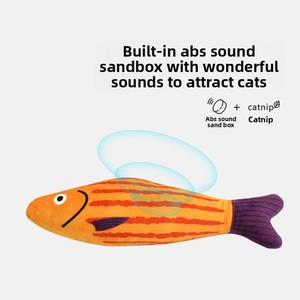 Jouet pour chat en peluche avec herbe à chat et simulation de poisson, pour chats et chatons, anti-ennui, résistant aux morsures et pour la dentition, baguette de stimulation - Product Image 3