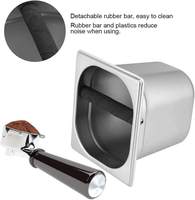 Nouveau design – Conteneur carré écologique en acier inoxydable pour marc de café – Boîte à marc d'espresso durable avec barre en caoutchouc