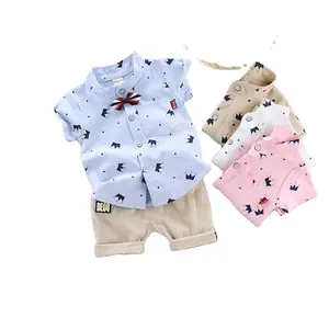 Brand children's clothing summer new children's clothing boys baby baby children's set shirt short -sleeved suit