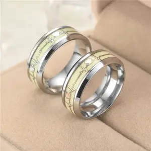 Fashion Luminous Love Stainless Steel Finger Ring Set For Men