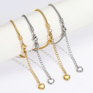 <span class=keywords><strong>Bracciale</strong></span> a Catena Serpente Unisex di Tendenza in Acciaio Inossidabile all'Ingrosso con Placcatura PVD in Oro 18k e Ciondolo a Cuore Rotondo Semplice Fai-da-Te - Product Image 2