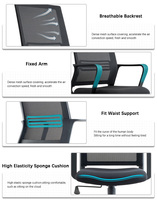 Chaise de Gamer Moderne Haut de Gamme Personnalisée avec Cadre en Plastique, Maille Noire, Magnétique, Ergonomique, Hauteur Réglable, Pivotante pour Ordinateur