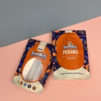 Pochette refermable personnalisée en aluminium Mylar avec fenêtre transparente brillante, impression UV, qualité alimentaire, pour emballage de sucre
