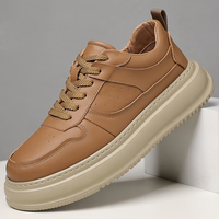 Baskets de luxe pour hommes en cuir de vachette à lacets, semelle intermédiaire en EVA, semelle extérieure en caoutchouc, légères, pour la marche estivale, rehaussantes, tendance