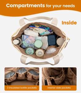 Sac à couches multi-poches au design élégant et prêt pour les voyages, avec 12 compartiments intelligents - Product Image 4