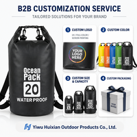 Sac étanche pliable en PVC personnalisé 20L avec fermeture à enroulement et sangle pour le rafting, la natation, la plage et le camping
