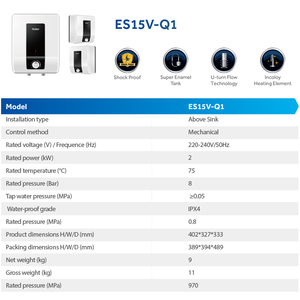 <span class=keywords><strong>Chauffe</strong></span>-<span class=keywords><strong>eau</strong></span> <span class=keywords><strong>électrique</strong></span> à réservoir moderne de 15 l, faible consommation d'énergie, personnalisé, populaire Haier, meilleure vente <span class=keywords><strong>2022</strong></span>, pour la maison - Product Image 6