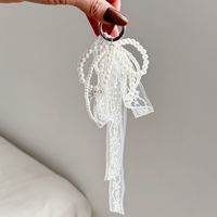 Porte-clés Pendentif Fait Main en Perles et Dentelle avec Nœud, Texture Haut de Gamme, pour Sac et Voiture, Style Tendance pour Femme