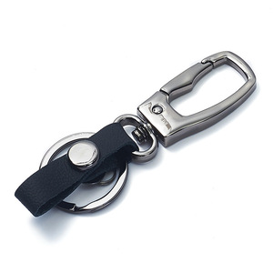 Car Keychain Zinc Alloy Metal <b>Ring</b> Black Leather Strap Key Holder For Men Home Use Business Gift - Product Image 1