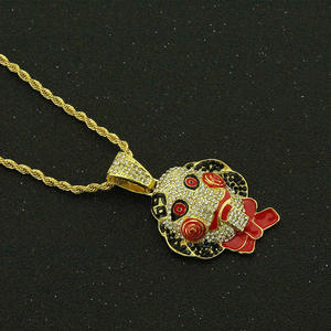 Collar con Colgante de Aleación Único, Estilo Hip Hop, Cabeza de Muñeca de Sierra, Máscara con Circonitas, Joyería Moderna para Aniversario - Product Image 3