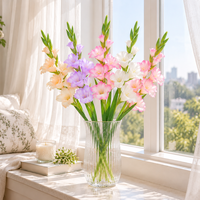 Bunga Gladiolus Buatan dari Kain Sutra dengan Sentuhan Nyata, Tangkai Bunga Palsu untuk Dekorasi Rumah dan Pernikahan