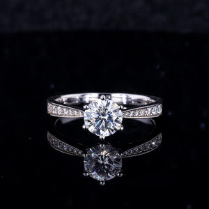 Anillo de moissanita de plata de ley S925 de 1 quilate, banda de boda romántica para mujer, regalo perfecto para novia, <span class=keywords><strong>prometida</strong></span> - Product Image 1