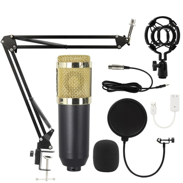 BM800 Condenser Microphone Kit with Suspension Scissor Arm & Metal Shock Mount for Live Broadcast Singing Recording on PC/Phone