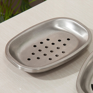 DSF76 Porte-savon ovale double couche en acier inoxydable 14×9,5 cm avec égouttoir pour salle de bain - Product Image 5