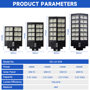 Lámpara Solar LED Integrada Todo en Uno para Jardín, con Garantía de Calidad, SMD, IP65, Impermeable, para Exteriores, 800W, 1000W, 1500W, 2000W - Product Image 2