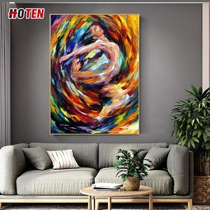 Peinture à l'huile originale sur toile, dos nu d'une jeune femme charmante, scène de danse abstraite sexy, pour la décoration de chambre à coucher - Product Image 5