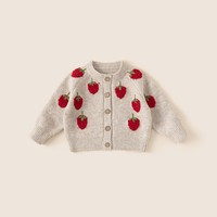 Europäisches Design Mädchen-Pullover für Weihnachten und Neujahr Kinder-Baby-Pullover Verdickter Roter Erdbeer-Wollpullover für Kinder