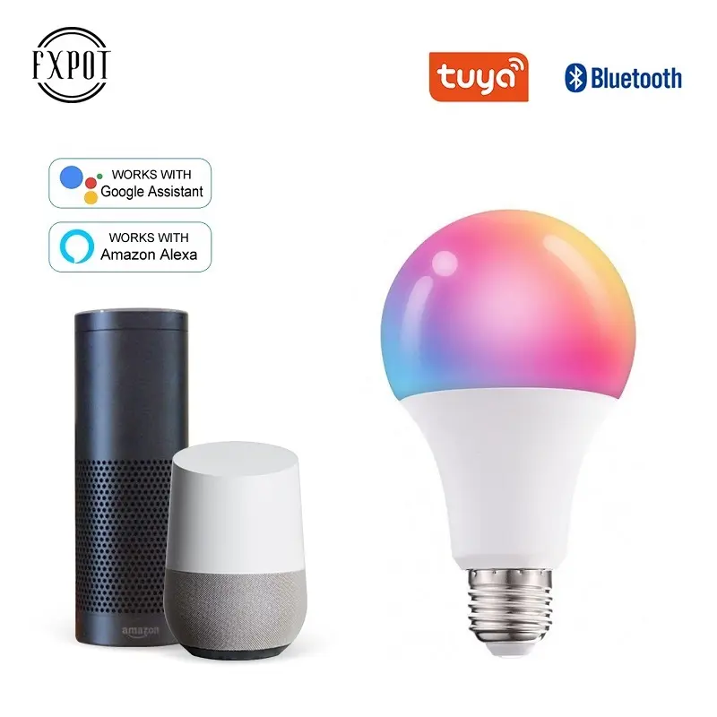 Fxpot Smart Led Light Tuya Smart Life Lamp 10W E27 E26 E22 Basis Cct Rgb Alexa Lamp Smart Licht Bt Led Lamp