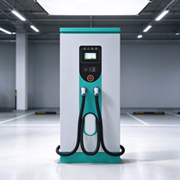Station de recharge rapide DC pour véhicules électriques à deux ports, unité extérieure Plug and Charge avec écran tactile, arrêt d'urgence, stationnement au lieu de travail
