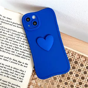 Groothandel covers bochten-Ins Vloeibare Siliconen 3D Hart Telefoon Case Voor Iphone 13 Pro Max 11 12Pro Xr Xs Max 7 8 plus Shockproof Soft Curve Back Cover