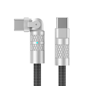 60W siêu nhanh sạc 180 độ xoay nylon Cáp dữ liệu hợp kim kẽm Loại-C Type-C điện thoại di động máy ảnh 5V - Product Image 1