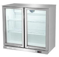 Table de préparation de salades commerciale en acier inoxydable avec réfrigérateur à boissons intégré sous comptoir et vitrine GN