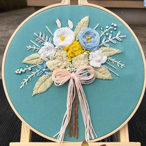 Kit de Regalo Personalizado con Bordado de Cinta de Algodón Floral en 3D, Pintura Colgante Bordada a Mano, Se Requieren Habilidades Básicas - Product Image 2