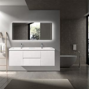 ชุดโต๊ะเครื่องแป้งแบบเรียบติดผนังสไตล์มินิมอลลิสม์ผลิต<span class=keywords><strong>จ</strong></span>าก PVC พร้อมซิงค์คู่ - Product Image 6