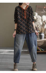 Jeans surpiqûres rayées vintage pour femmes, sarouel de style coréen XL et ample amincissant, collection de printemps pour filles potelées - Product Image 6