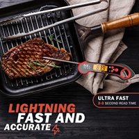 Thermomètre numérique à lecture instantanée pour barbecue, étanche IPX7, sonde pliable en plastique, écran LCD rétroéclairé, précision 1°C pour la cuisine