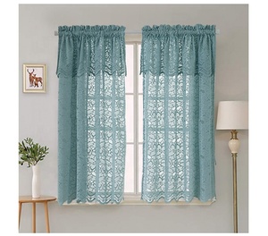 Rideaux de cuisine courts en dentelle blanche, 1 paire, de haute qualité, prix d'usine, avec valtures - Product Image 3