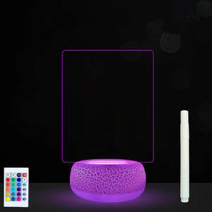 Lámpara LED control remoto 3D ilusión acrílico automático regulable tablero de mensajes táctil luz nocturna en blanco con Base de crak - Product Image 5
