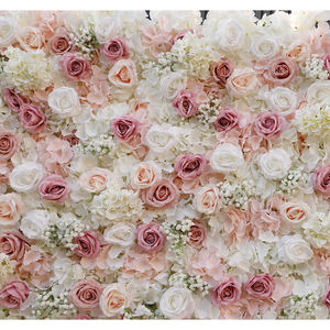 Panel de Decoración de Pared 3D Artificial de Tela de Seda Rosa y Flor de Gypsophila Blanca de 8x8 pies para Bodas Modernas - Product Image 3