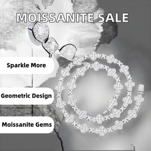 สร้อยคอเทนนิสโมอิสซาไนต์ลดราคา  925 เงินแท้ชุบทอง  ประดับด้วยโมอิสซาไนต์ทรงบริลเลียนต์  สไตล์ฮิปฮอป  พร้อมใบรับรอง GRA - Product Image 3