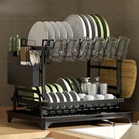 Égouttoir à vaisselle et tasses multifonctionnel en métal robuste et ventilé, design non pliable, style nordique, pour comptoir de cuisine