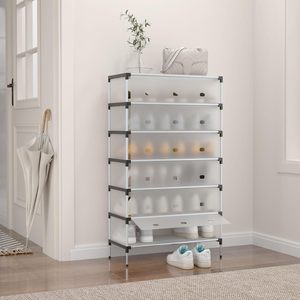 <span class=keywords><strong>Zapatero</strong></span> de 7 niveles 18-25 pares Gabinete de ahorro de espacio <span class=keywords><strong>Zapatero</strong></span> de <span class=keywords><strong>tela</strong></span> transparente a prueba de polvo para armario de entrada - Product Image 2