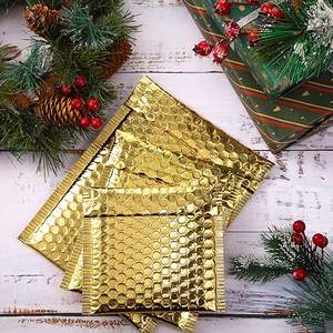 Film plaqué aluminium doré Champagne, épais, taille 20cm x 25cm + 4 sacs à bulles, sacs express, sacs d'emballage cosmétique, vente en gros - Product Image 4