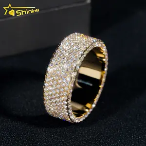 Custom Hiphop Fijne Sieraden Briljante Echte Lab Gekweekte Natuurlijke Diamant 10K 14K 18K Gouden Verlovingsband Full Eternity Ring Voor Mannen