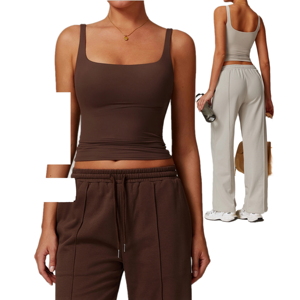 Camiseta sin mangas de compresión para mujer, con logo personalizado, transpirable, para fitness, gimnasio, correr, deporte, yoga, chaleco liso. - Product Image 3