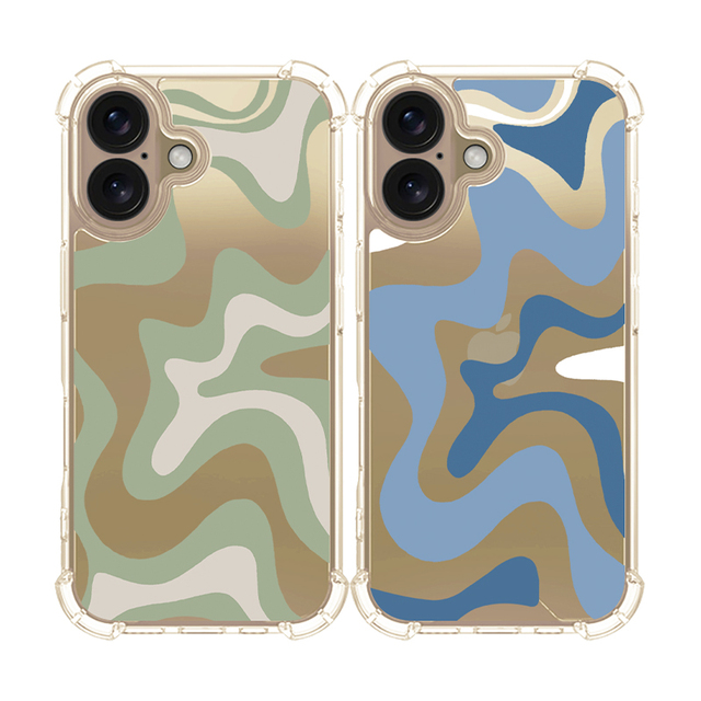 Luxury Ripple Wavy Pattern Shockproof Hard Phone Case for iPhone 16pro 17plus TPU PC Material Heart Business Design Packaged