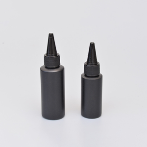 Black Cylinder PET Plastic <b>Bottle</b> Screw Cap Cosmetic - Product Image 4