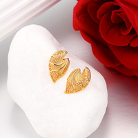 Collier et boucles d'oreilles assortis en or brillant, motif feuille filigranée, hypoallergéniques, pour mariage, vente en gros d'usine