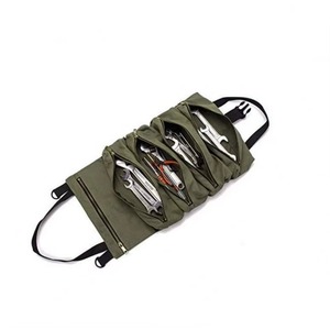Organizador de Herramientas Enrollable de Lona Resistente con 5 Bolsillos con Cierre, Bolsa de Herramientas Enrollable para Electricista, Muestra Gratis - Product Image 1