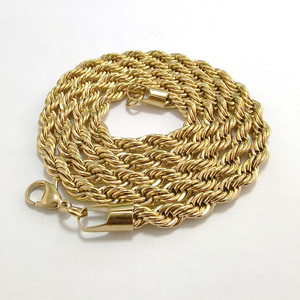 Electroplated Twisted <b>Rope</b> Link <b>Chain</b> Stainless Steel Multi‑Tone Unisex Plain Necklace Daily Outfit Bulk Supply - Product Image 6