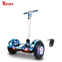 Offre Spéciale 10 pouces auto équilibrage hoverboard avec manche télescopique roue lumineuse a mené la lumière