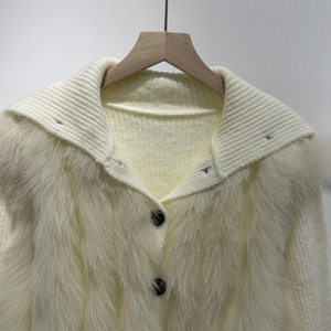 Jancoco - Suéter <span class=keywords><strong>de</strong></span> Piel <span class=keywords><strong>de</strong></span> Zorro Genuina para Mujer, Estilo Cardigan, Corto, Cálido, Personalizado, Venta al Por Mayor - Product Image 4